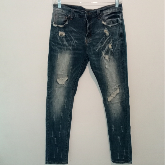 Decibel Jeans Decibel Mens Stretch Fit Ripped Denim Jeans Blue Poshmark